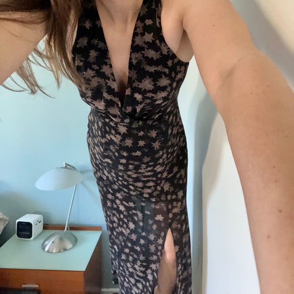 BCBGeneration Black and Taupe Sheer Star Print Dress - Picture 2 of 7